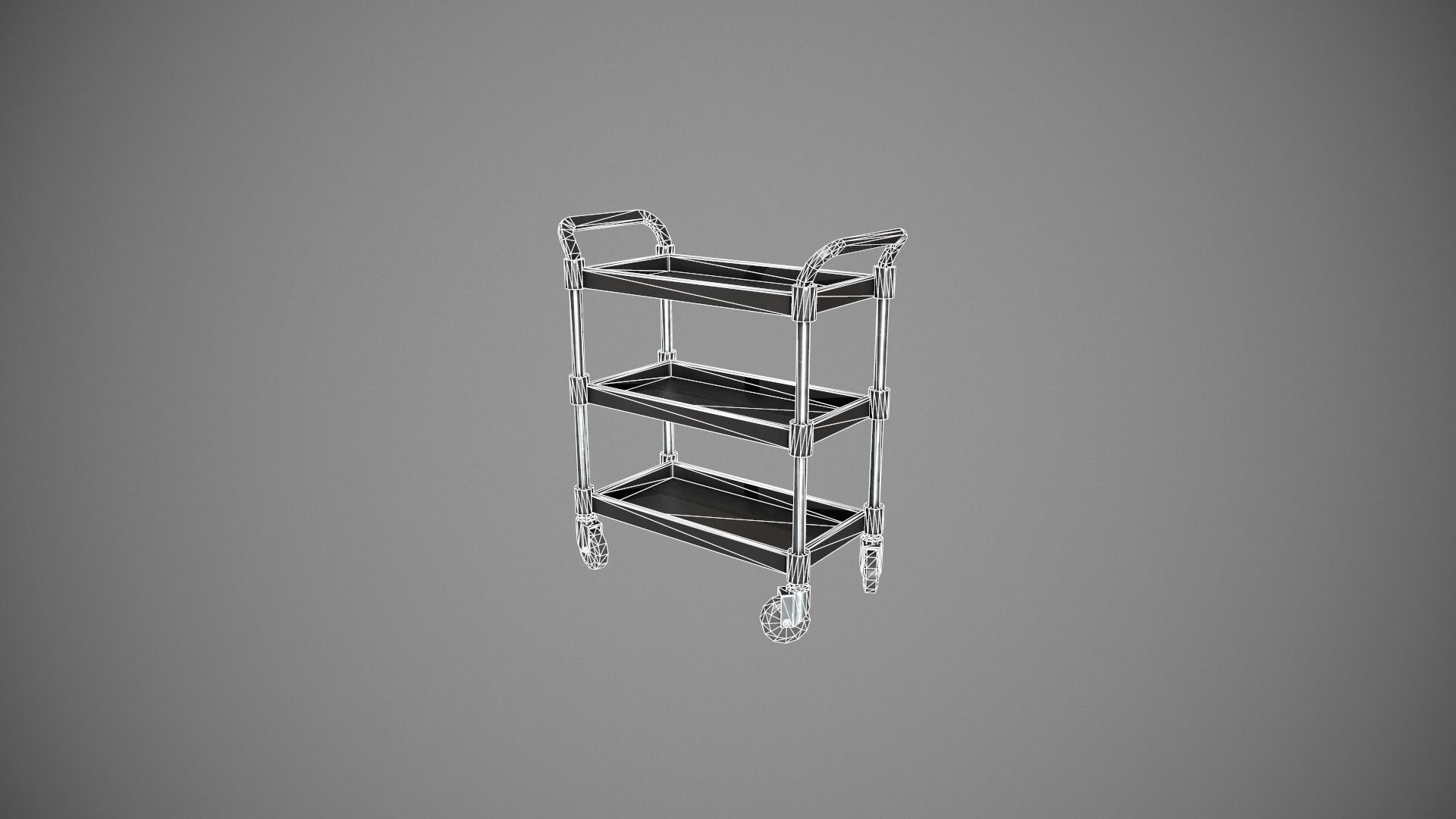 Three Tier Black Service Cart Low-poly 3D model_21
