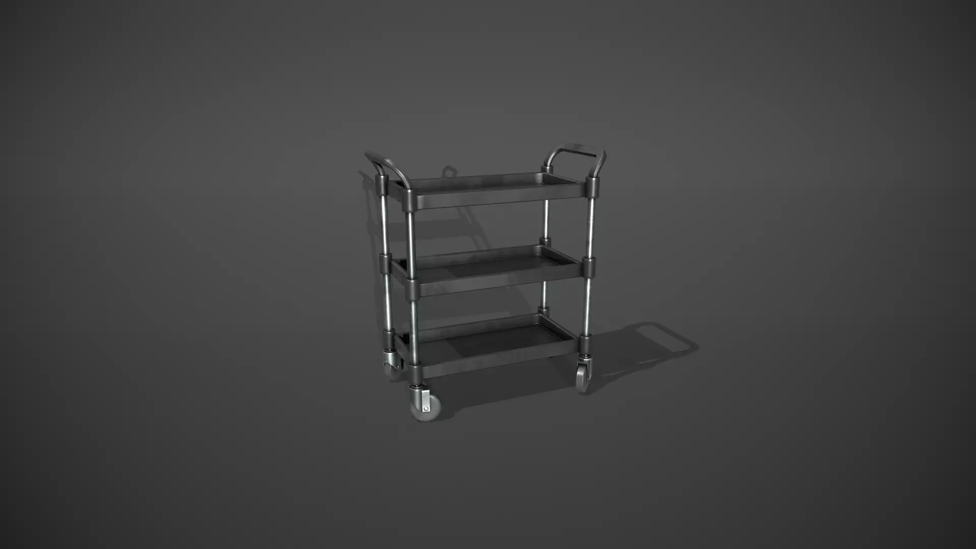 Three Tier Black Service Cart Low-poly 3D model_0