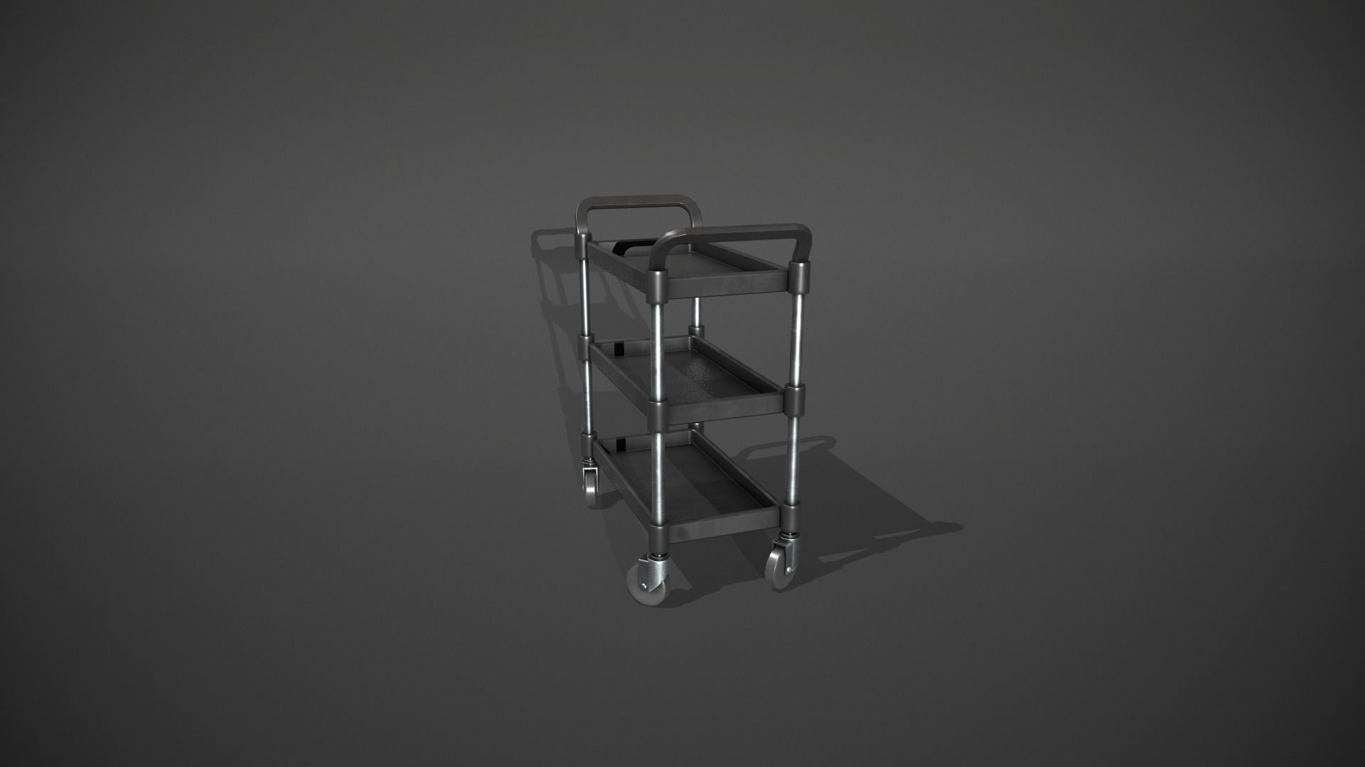 Three Tier Black Service Cart Low-poly 3D model_8