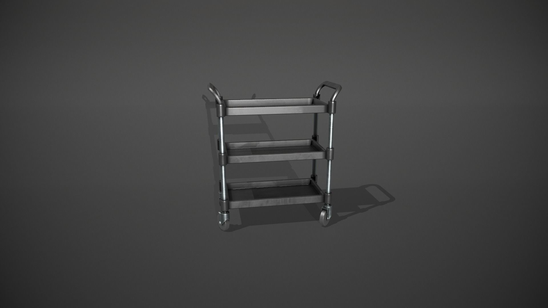 Three Tier Black Service Cart Low-poly 3D model_5