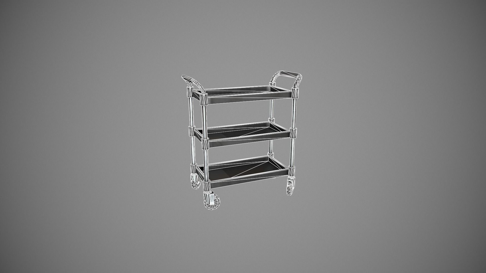 Three Tier Black Service Cart Low-poly 3D model_12