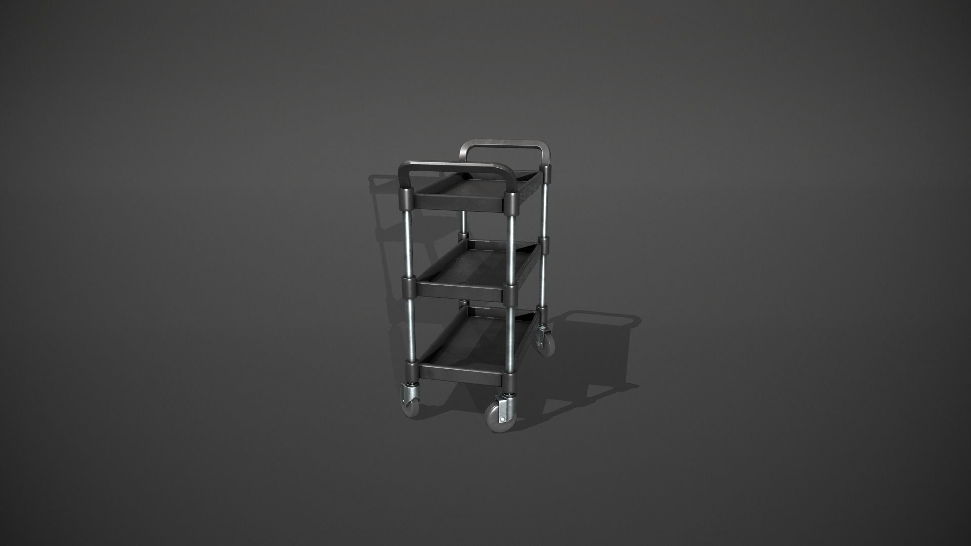Three Tier Black Service Cart Low-poly 3D model_7
