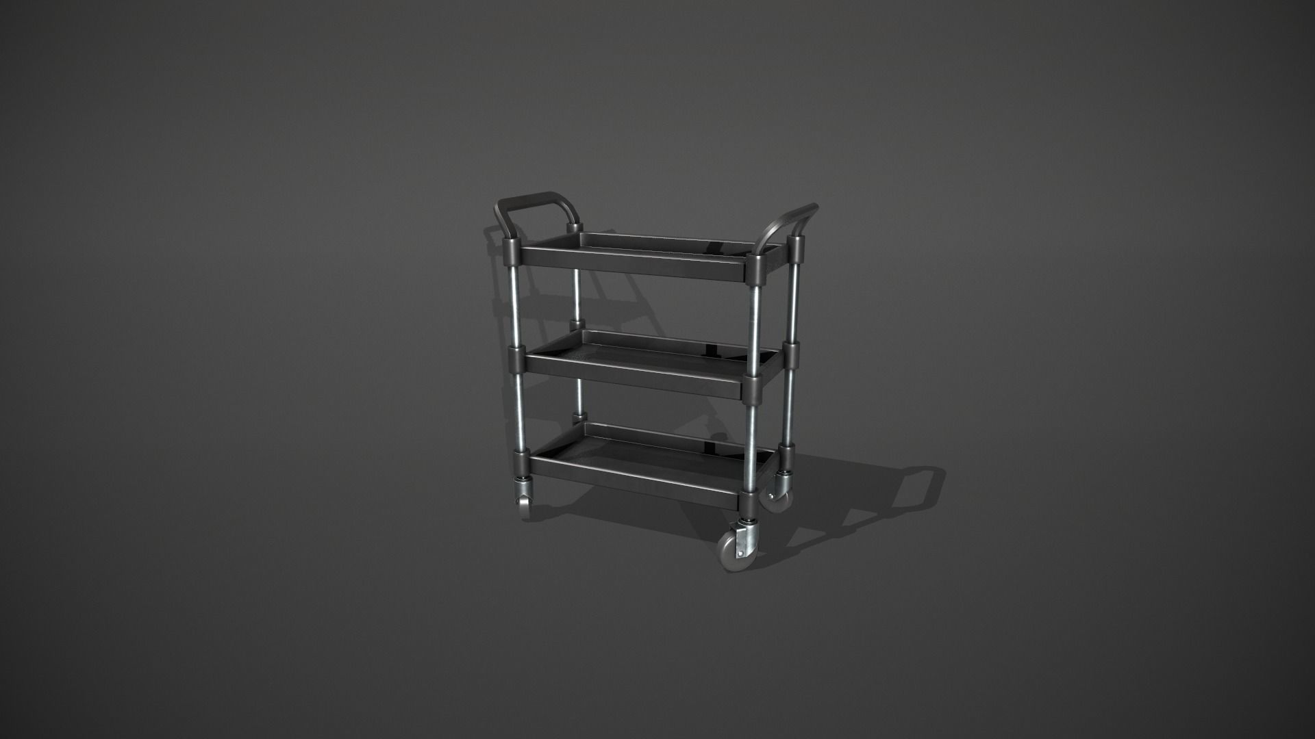 Three Tier Black Service Cart Low-poly 3D model_4