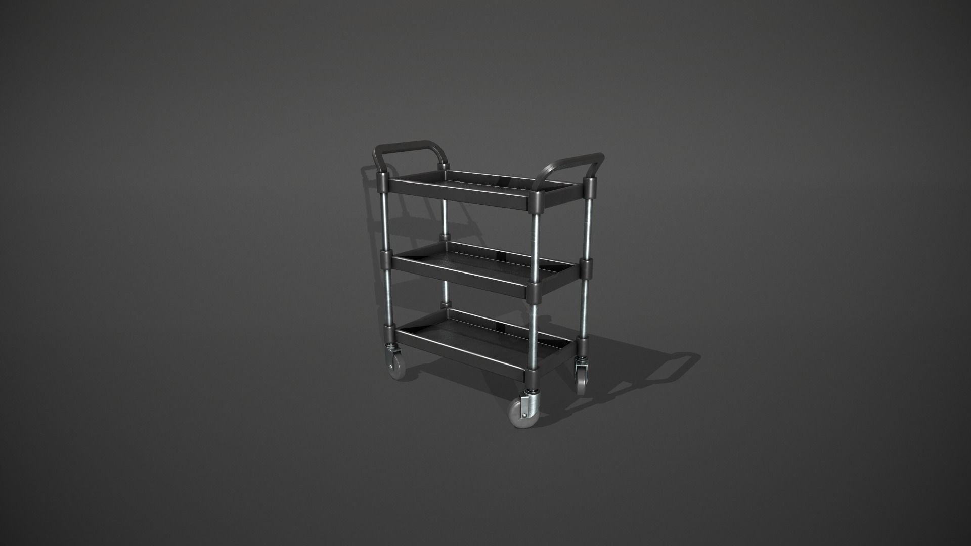 Three Tier Black Service Cart Low-poly 3D model_9