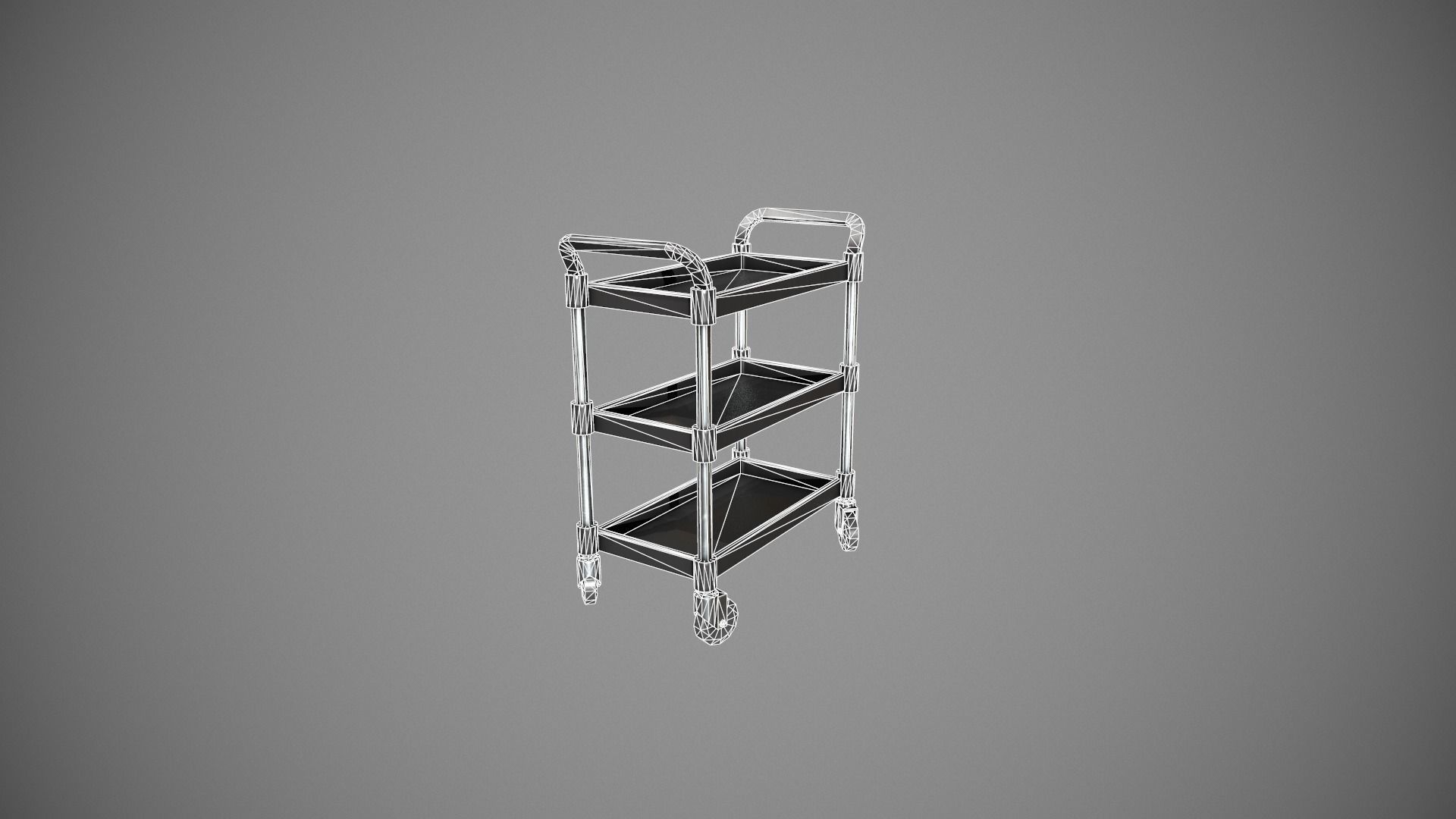 Three Tier Black Service Cart Low-poly 3D model_13
