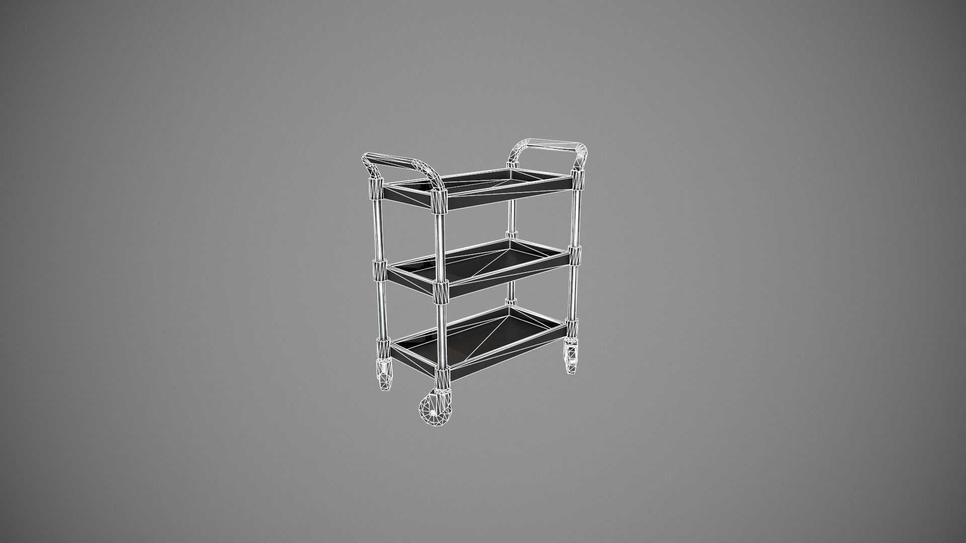 Three Tier Black Service Cart Low-poly 3D model_18
