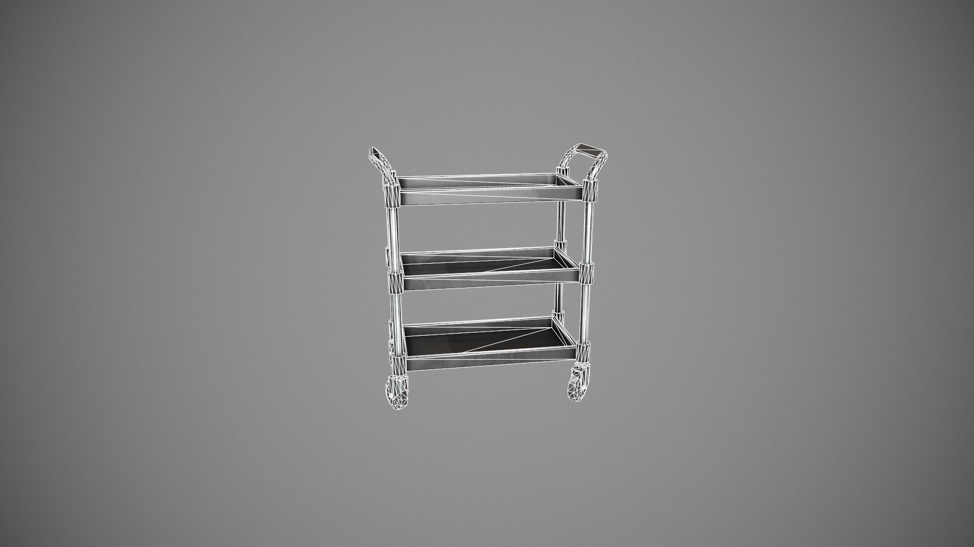 Three Tier Black Service Cart Low-poly 3D model_17