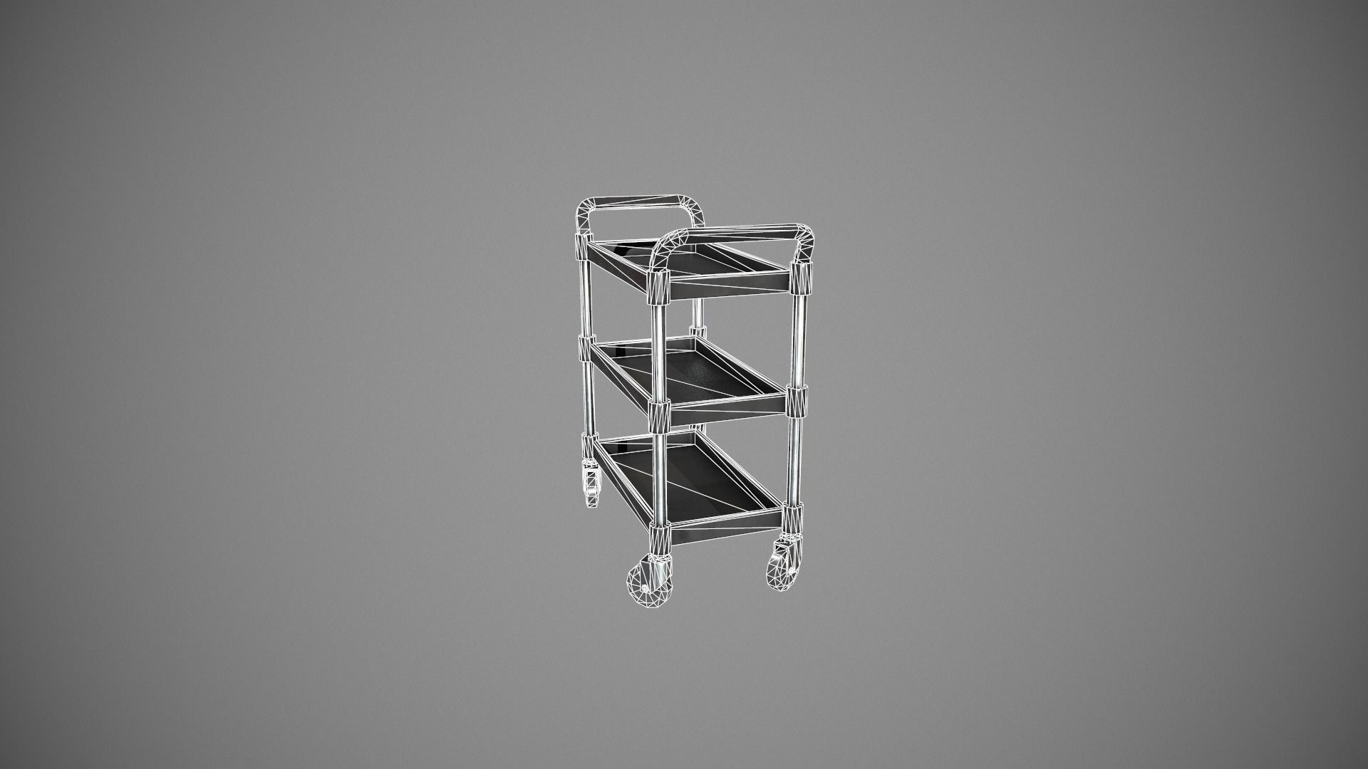Three Tier Black Service Cart Low-poly 3D model_20