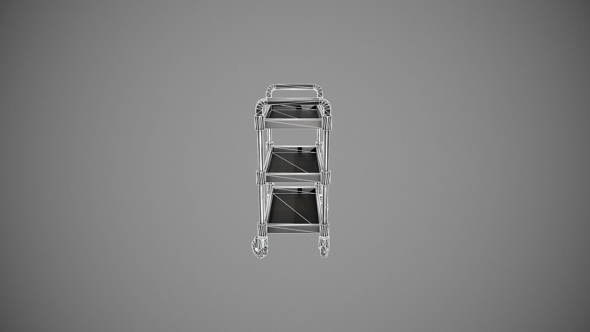 Three Tier Black Service Cart Low-poly 3D model_14