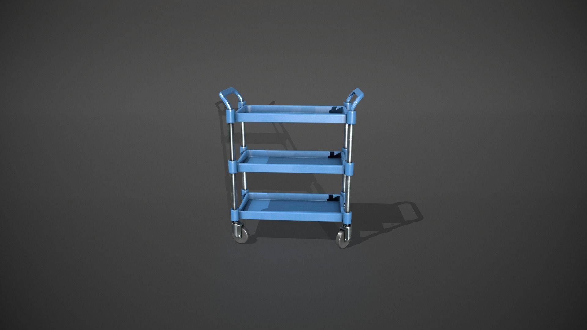 Three Tier Blue Service Cart Low-poly 3D model_10