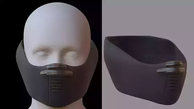 Gas mask helmet 3d model scifi Low-poly 