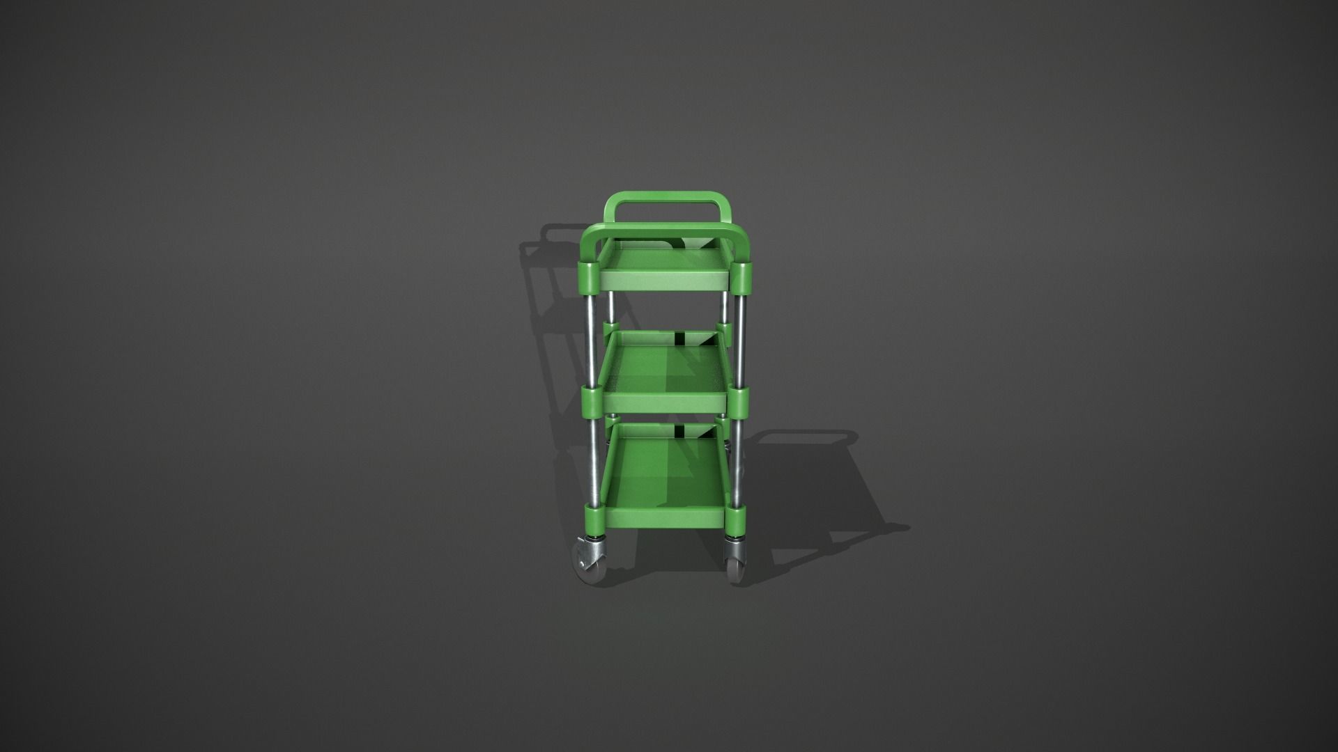 Three Tier Green Service Cart Low-poly 3D model_2