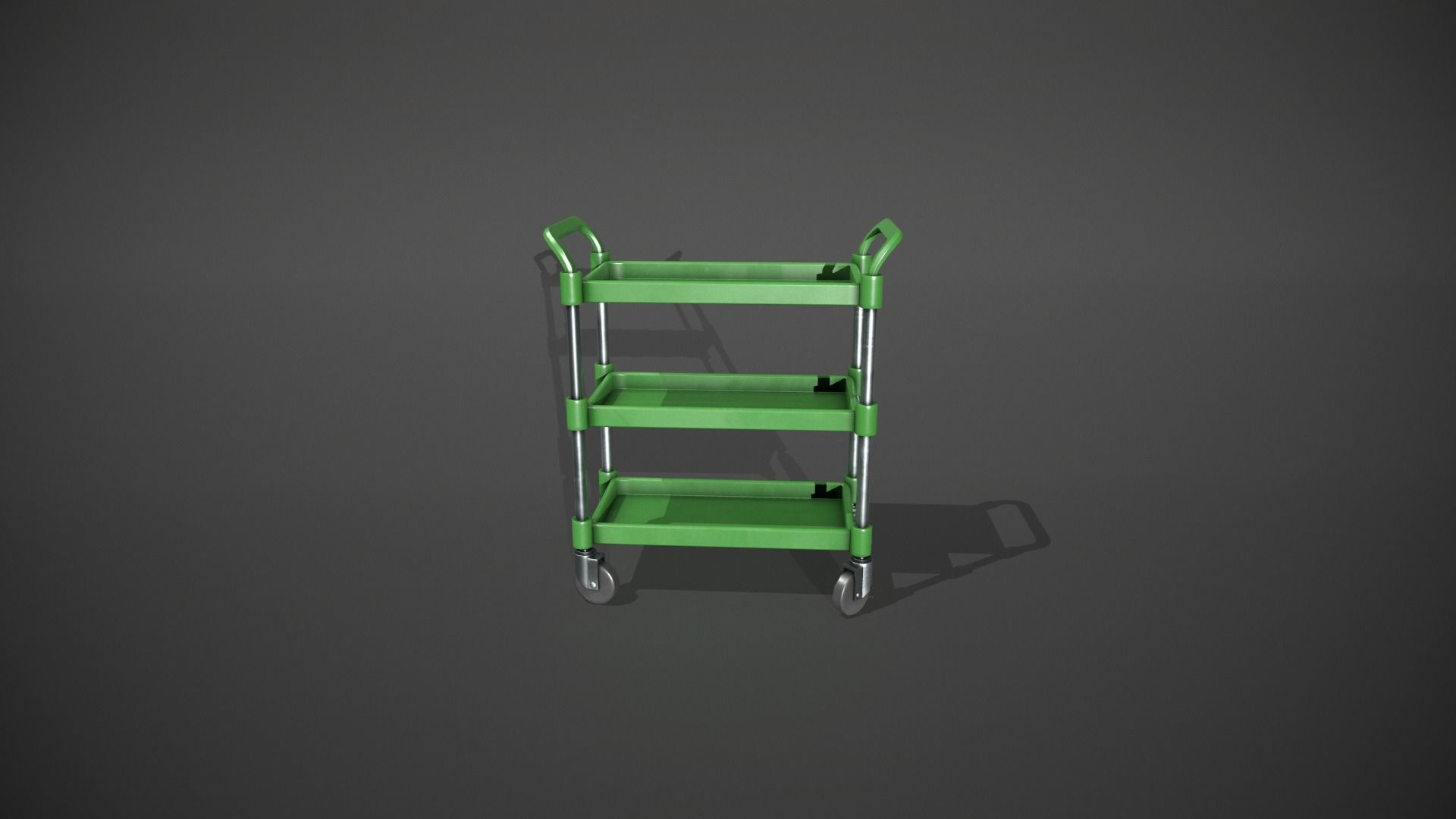 Three Tier Green Service Cart Low-poly 3D model_10