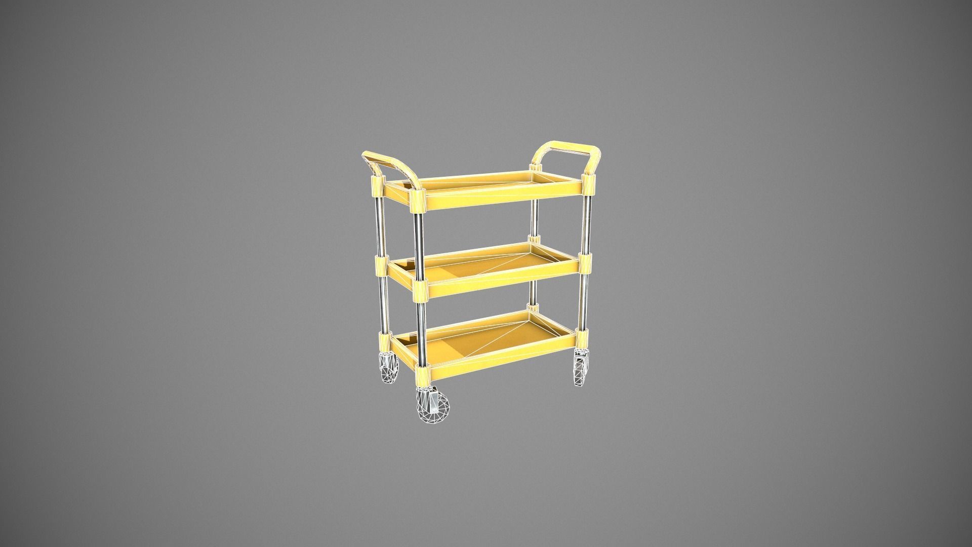 Three Tier Yellow Service Cart Low-poly 3D model_23