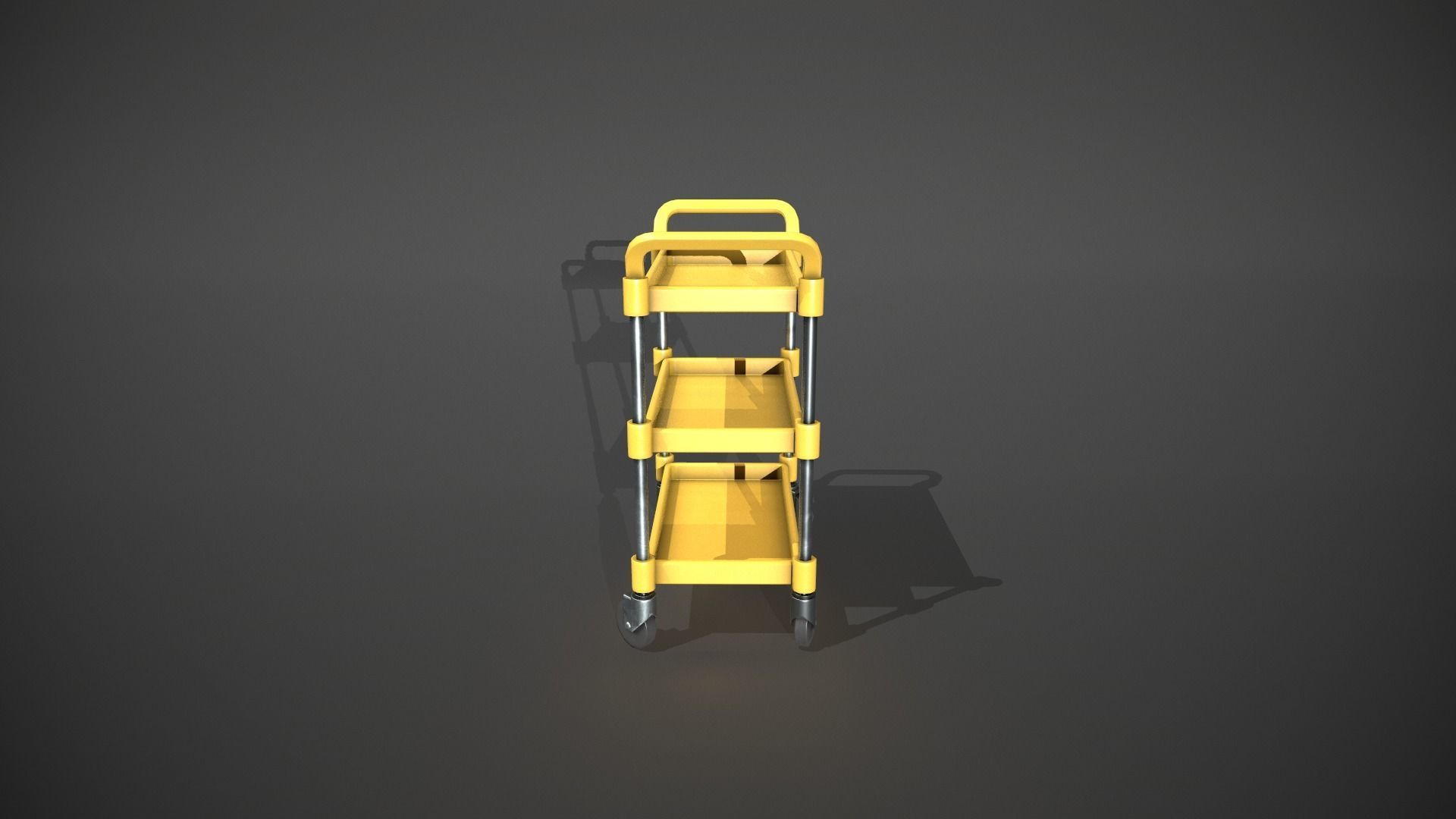 Three Tier Yellow Service Cart Low-poly 3D model_2