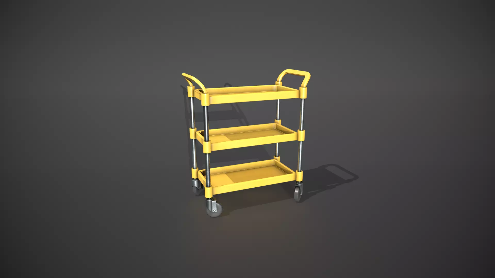 Three Tier Yellow Service Cart Low-poly 3D model_0