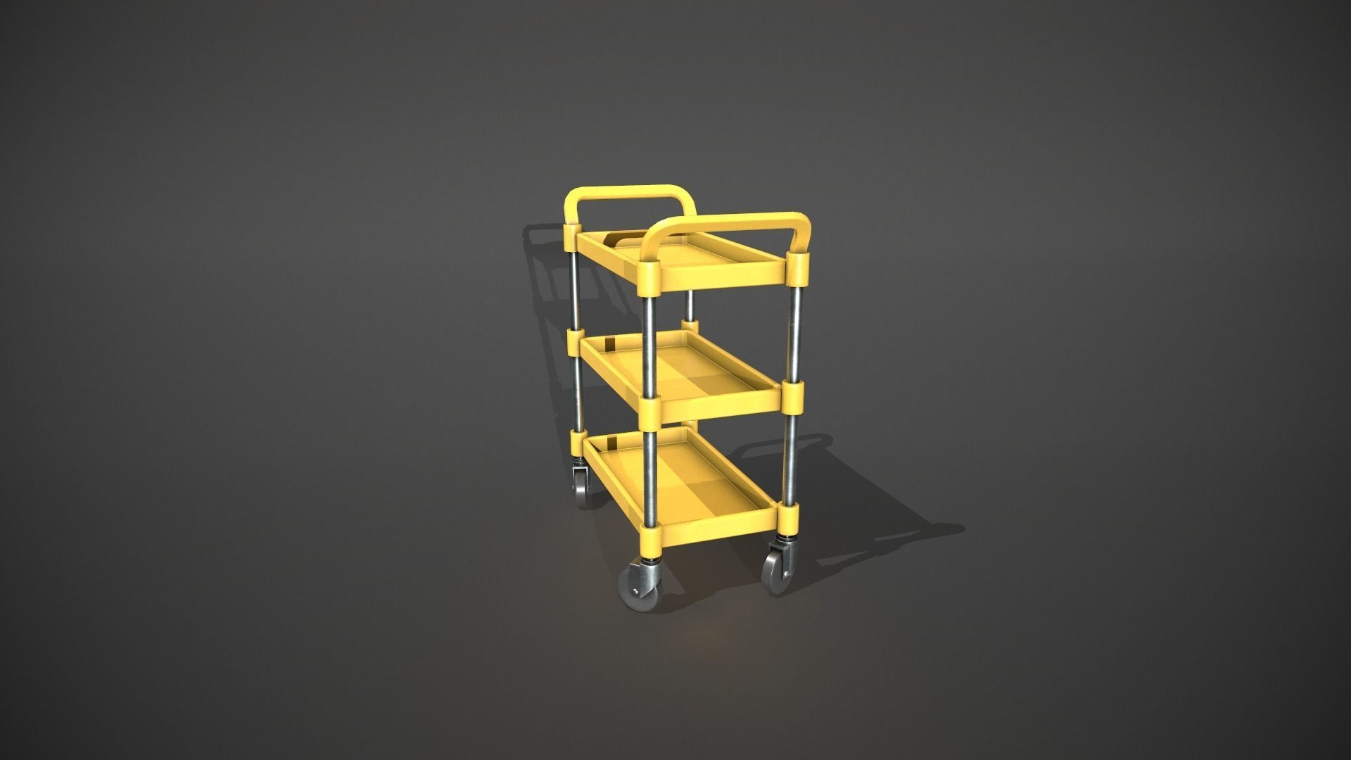 Three Tier Yellow Service Cart Low-poly 3D model_8