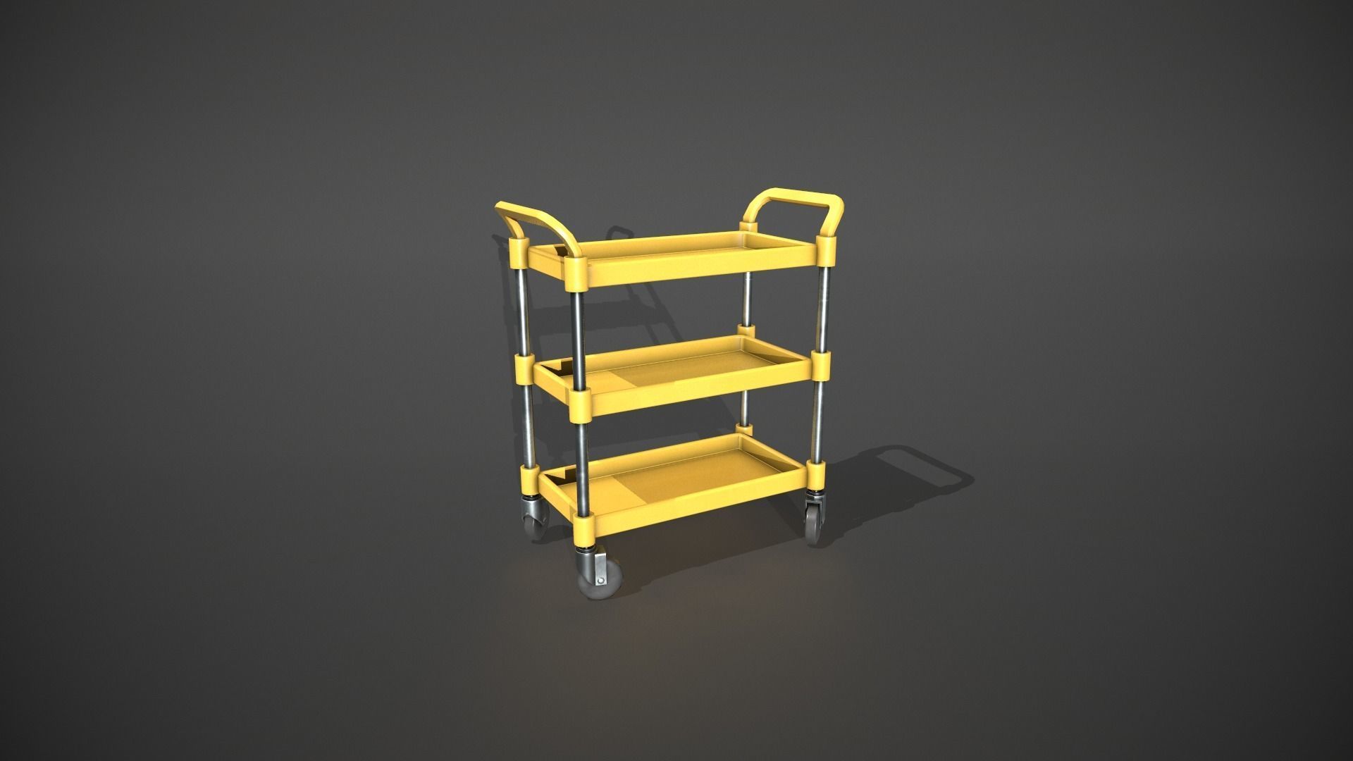 Three Tier Yellow Service Cart Low-poly 3D model_11