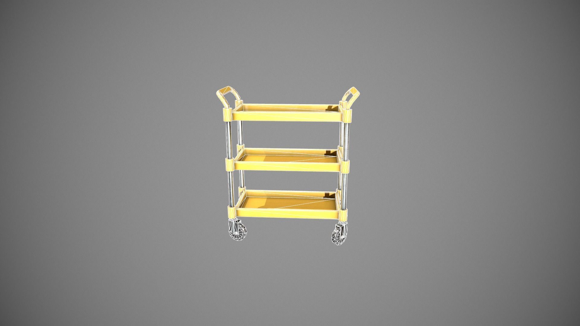 Three Tier Yellow Service Cart Low-poly 3D model_22