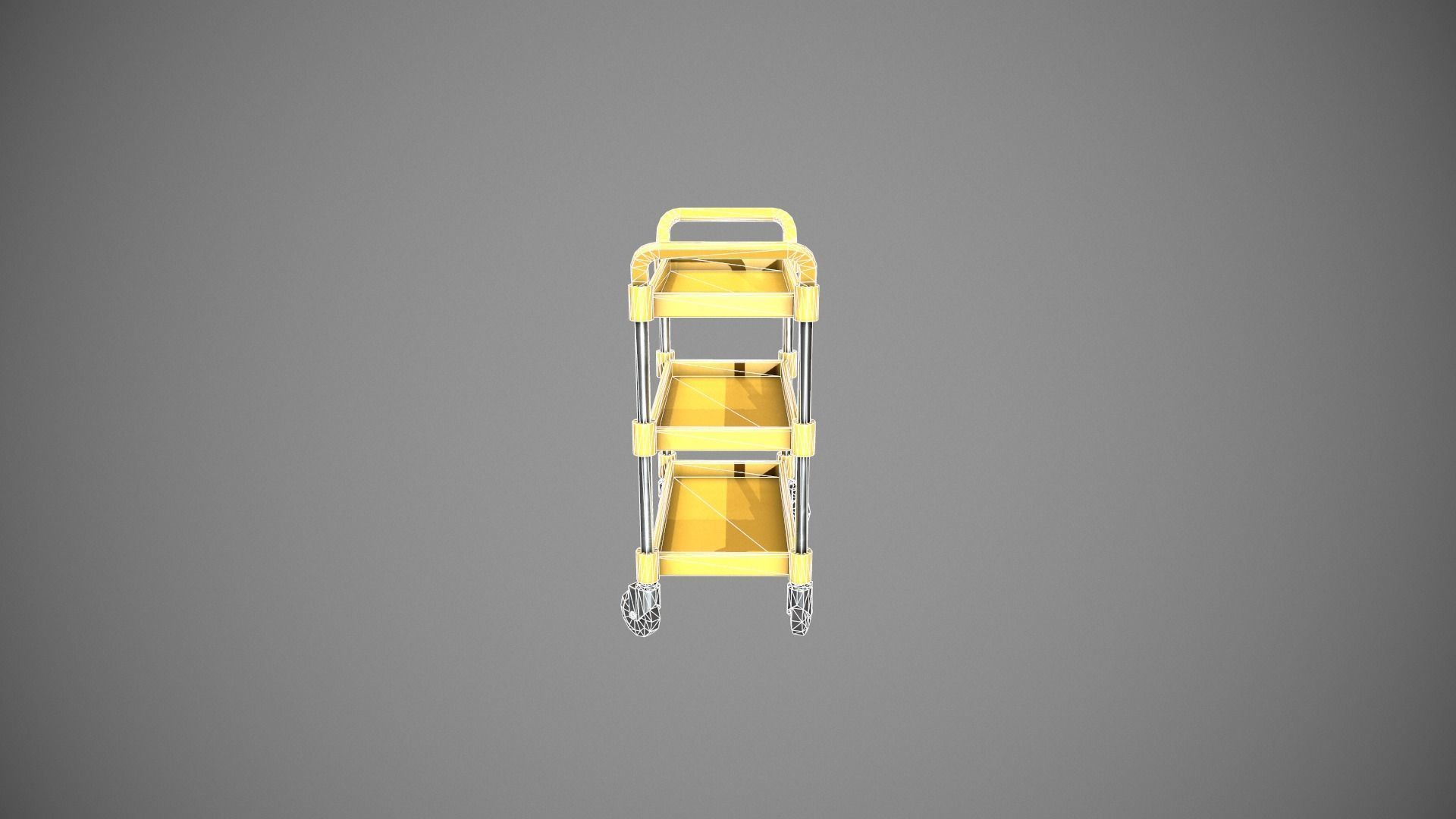 Three Tier Yellow Service Cart Low-poly 3D model_14