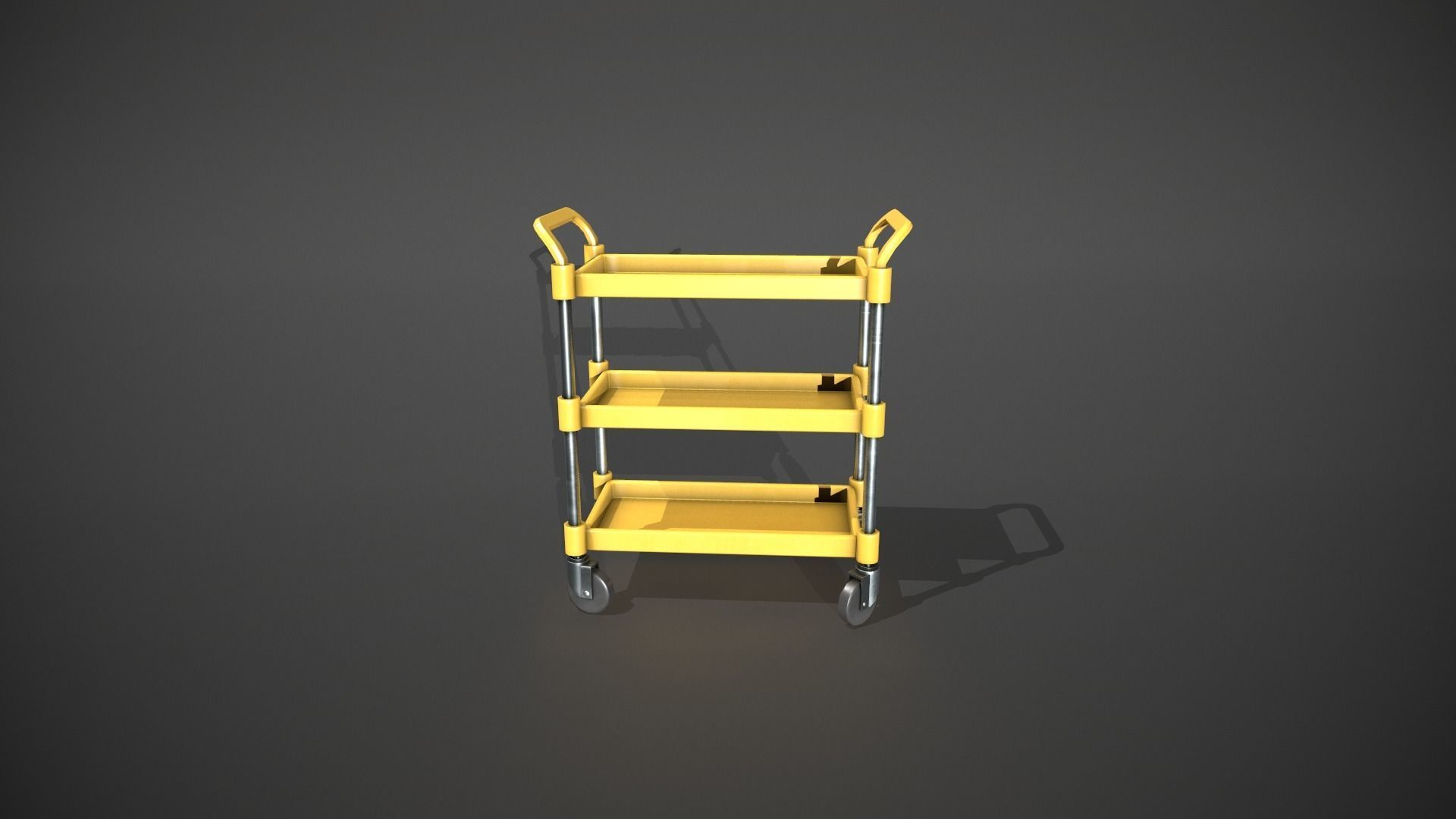 Three Tier Yellow Service Cart Low-poly 3D model_10