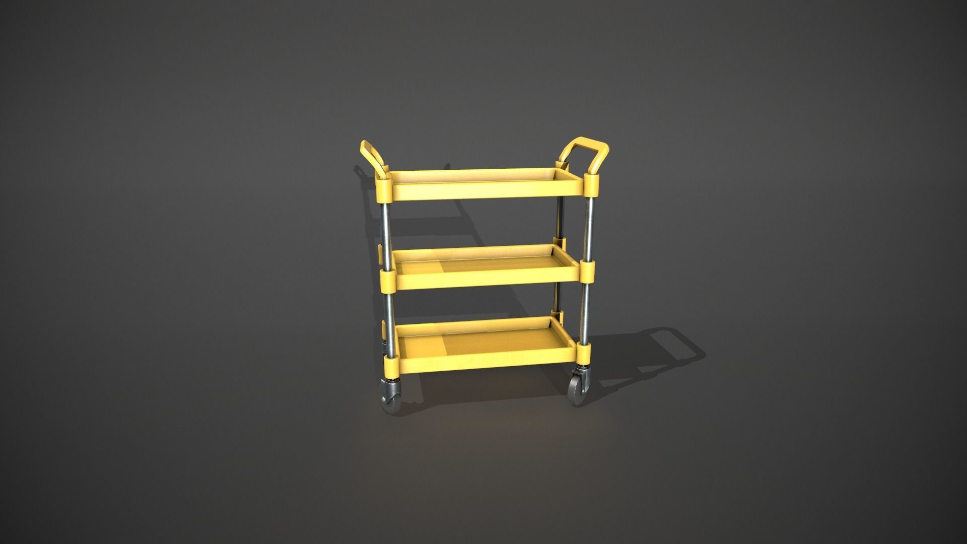 Three Tier Yellow Service Cart Low-poly 3D model_5