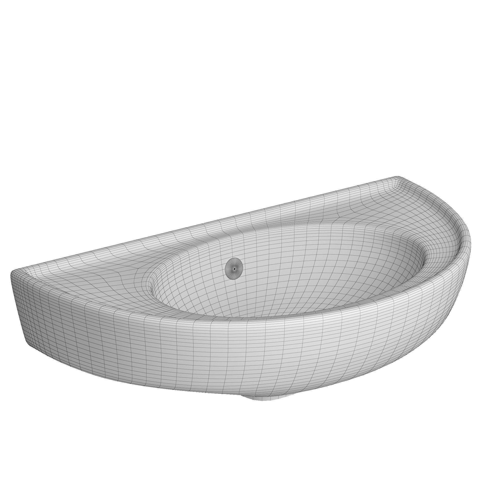 Wall Hung semi circle Wash Basin 3D model Modeled in 3ds max 3D model_6