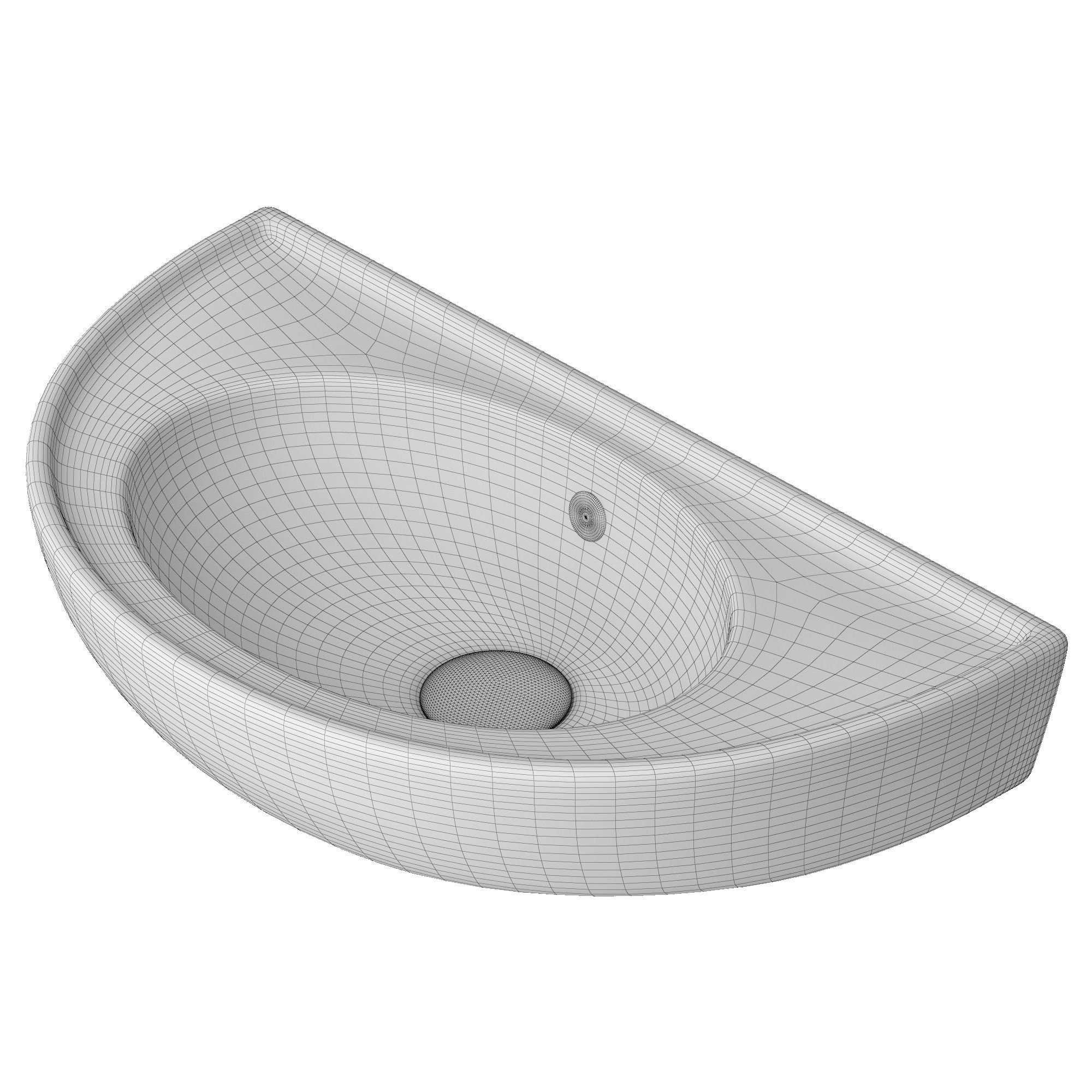 Wall Hung semi circle Wash Basin 3D model Modeled in 3ds max 3D model_9