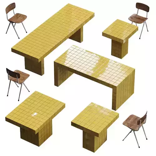 Lalume chair and tiled tables