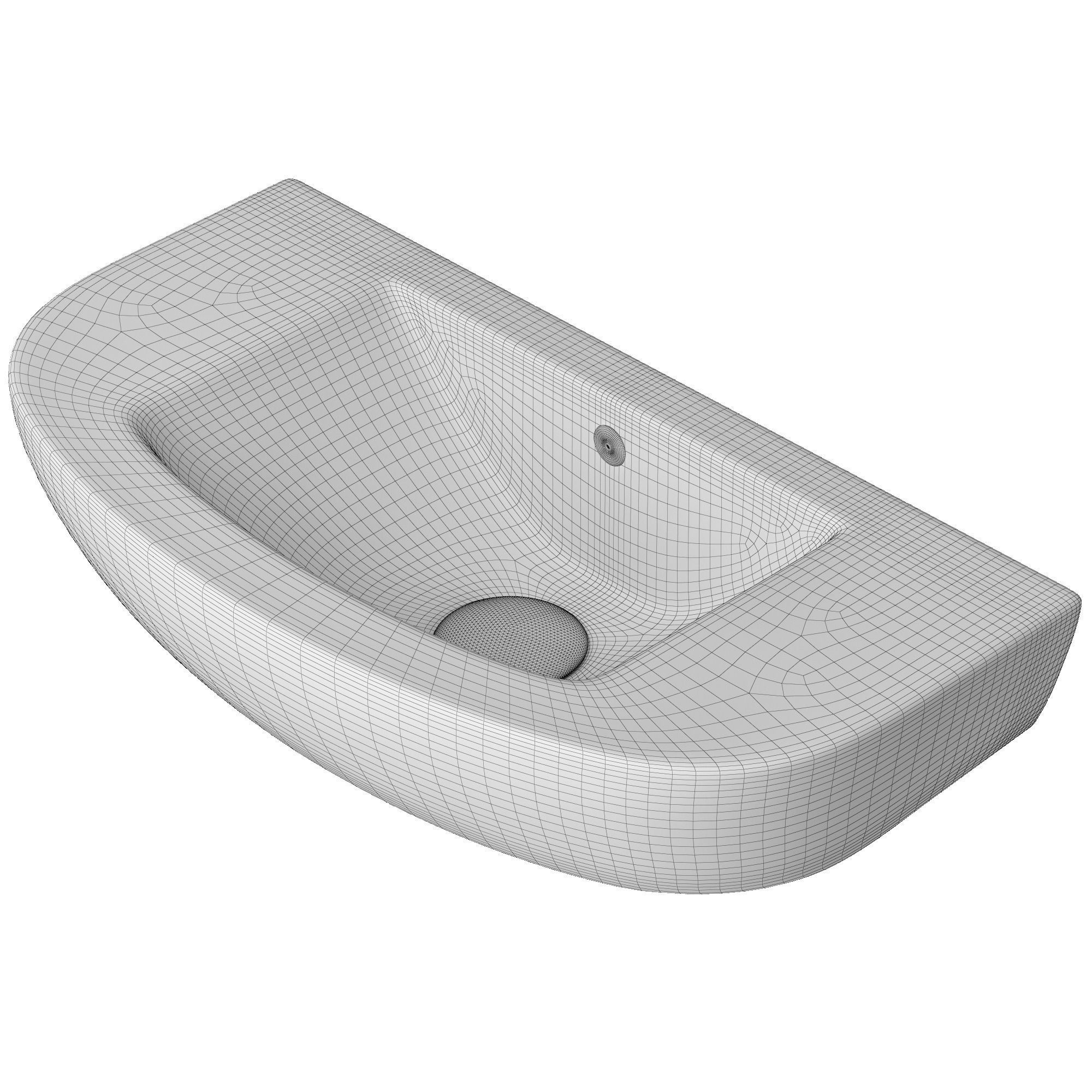 Wall Hung semi circle Wash Basin 3D model Modeled in 3ds max 3D model_9