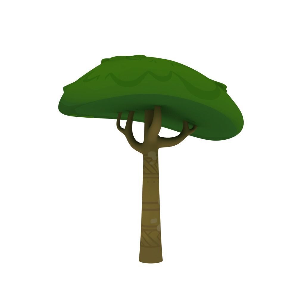 Cartoon tree 3D model_1