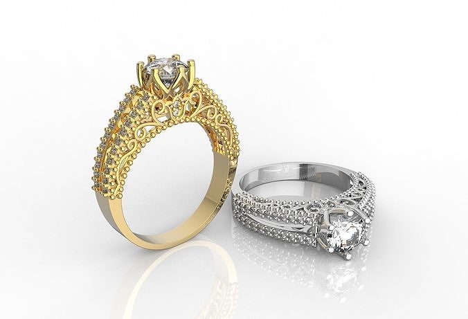 M1199005 engagement ring 3D print model