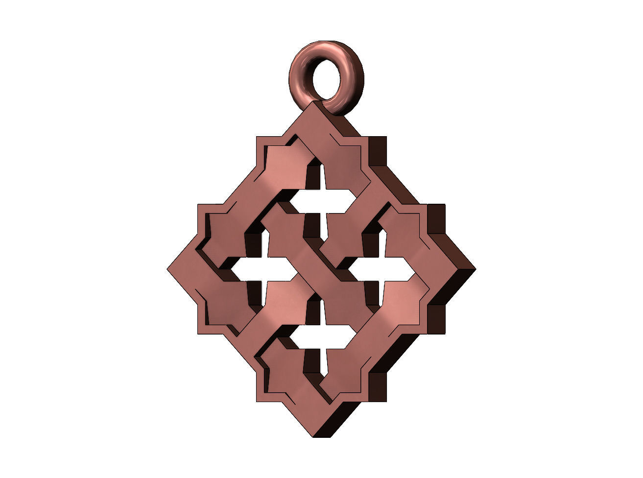 Square Moucharabieh pendant and charm 3D print model_9