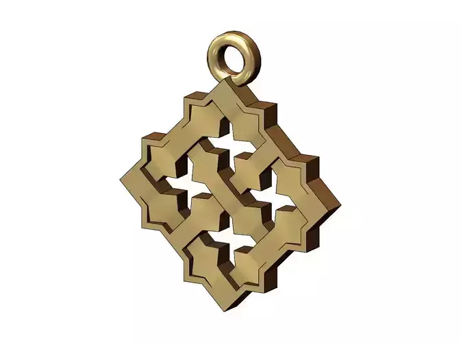 Square Moucharabieh pendant and charm 3D print model