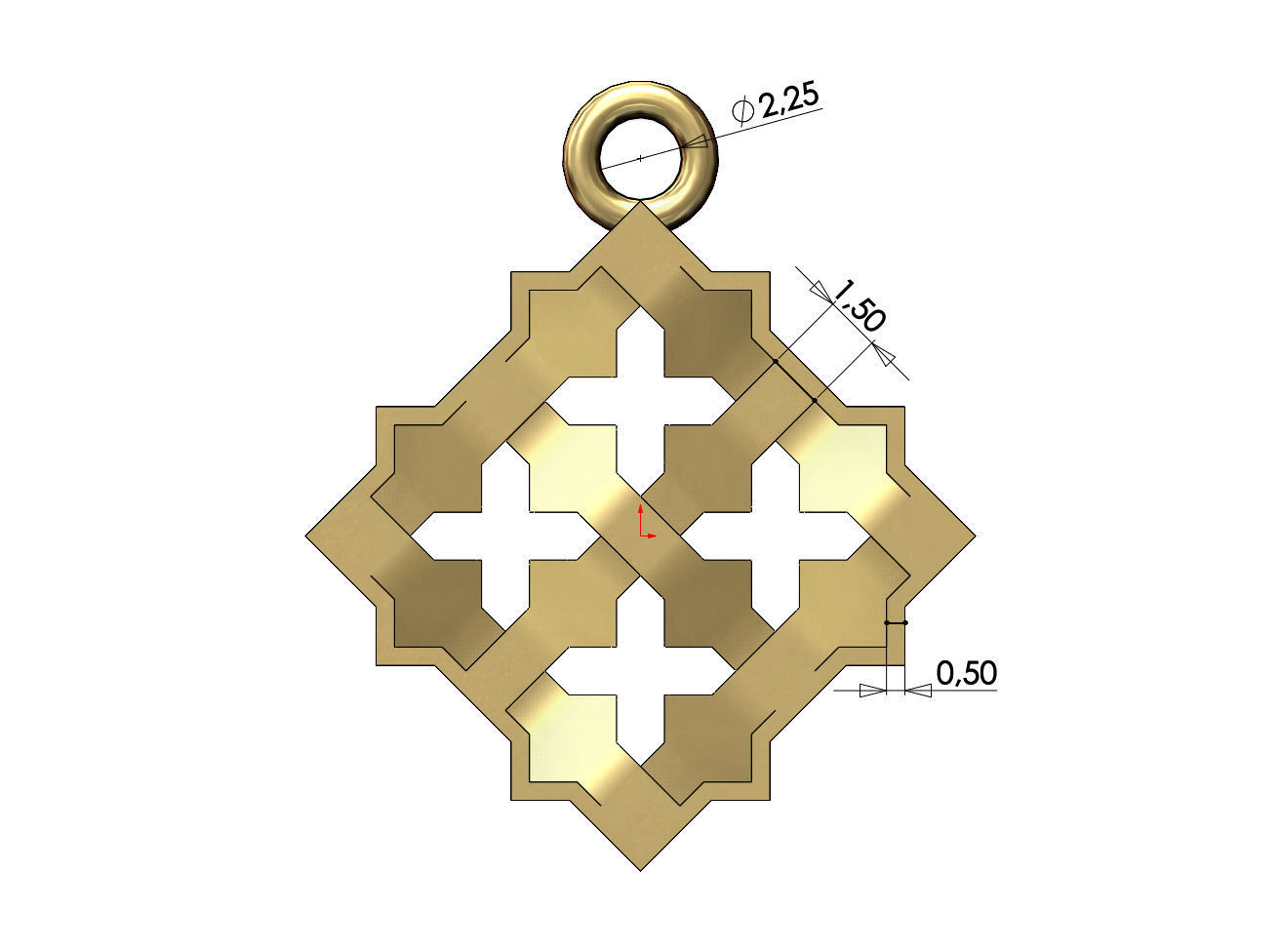Square Moucharabieh pendant and charm 3D print model_6