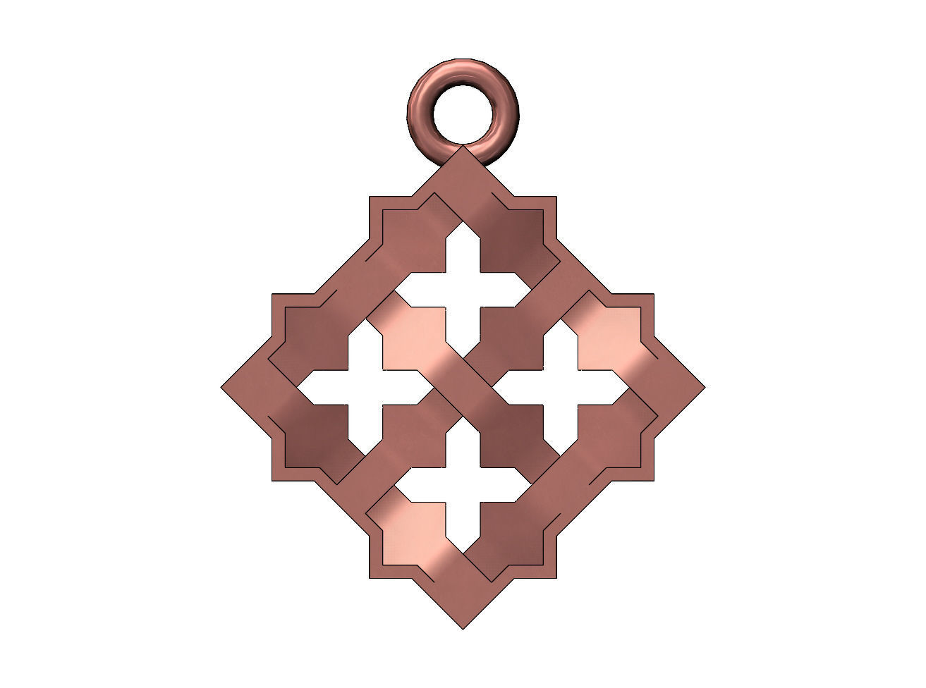 Square Moucharabieh pendant and charm 3D print model_8