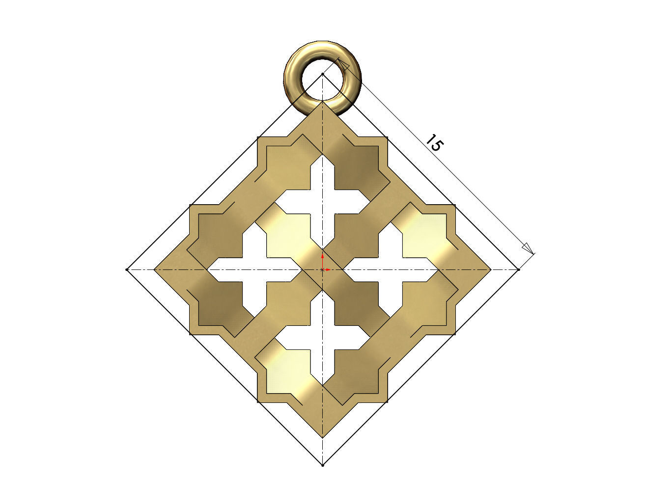 Square Moucharabieh pendant and charm 3D print model_5