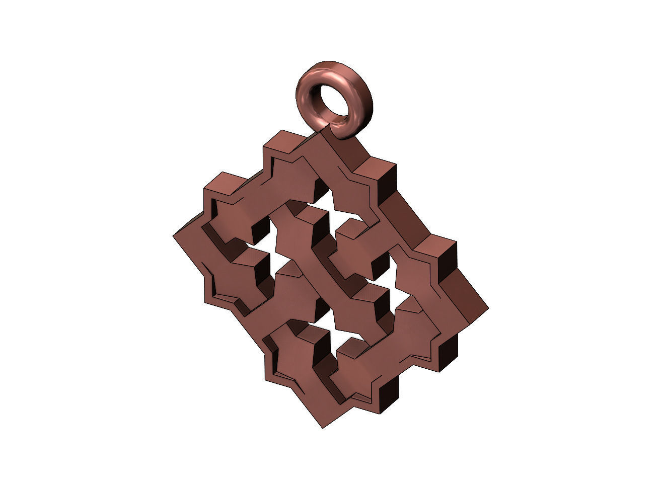 Square Moucharabieh pendant and charm 3D print model_10