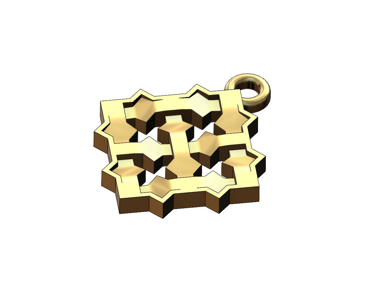 Square Moucharabieh pendant and charm 3D print model_3