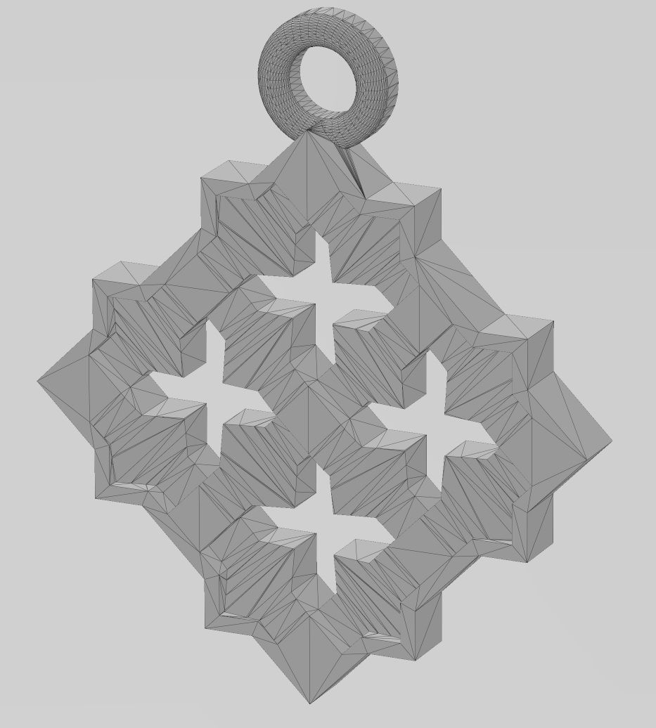 Square Moucharabieh pendant and charm 3D print model_12