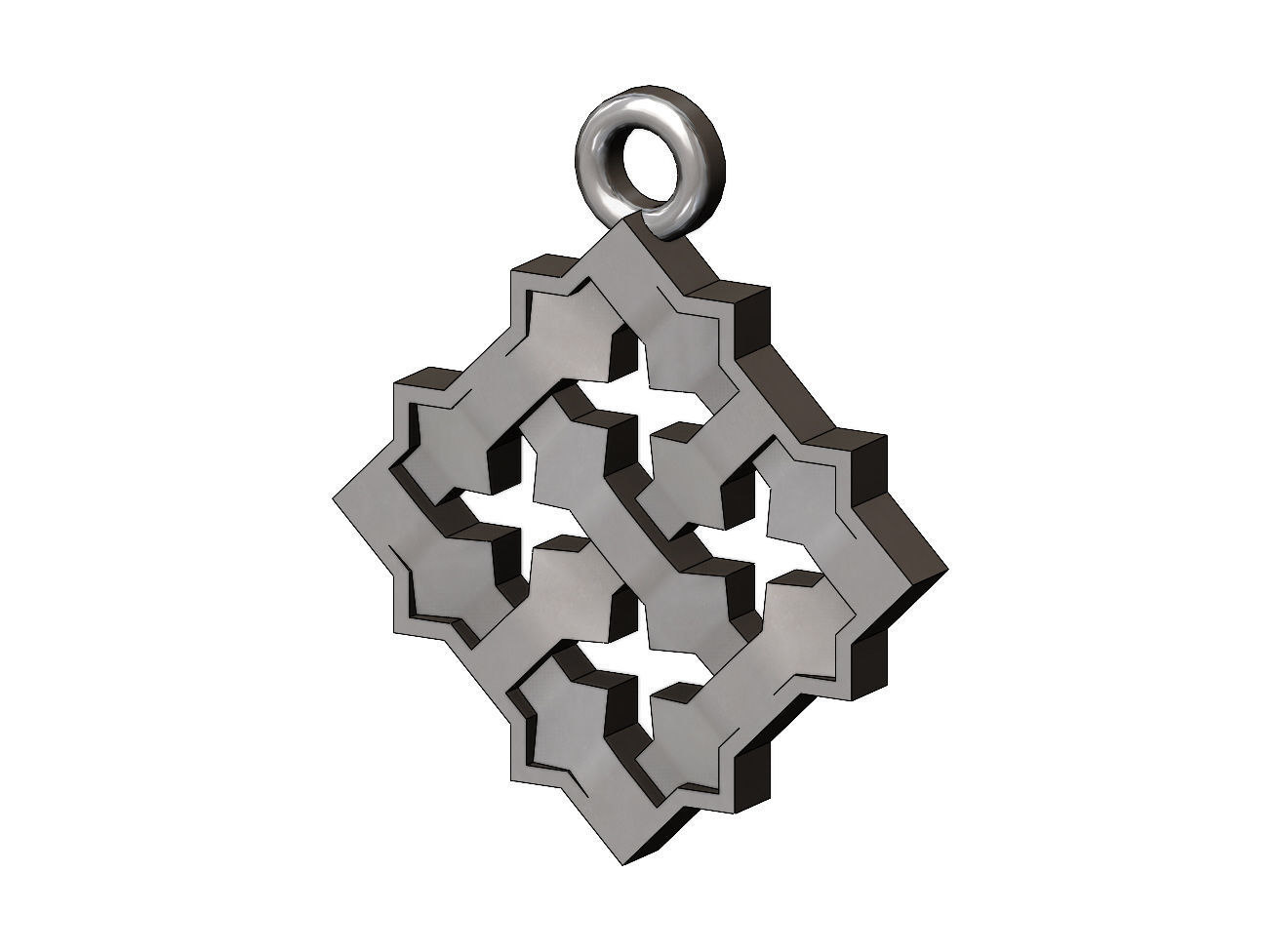Square Moucharabieh pendant and charm 3D print model_1