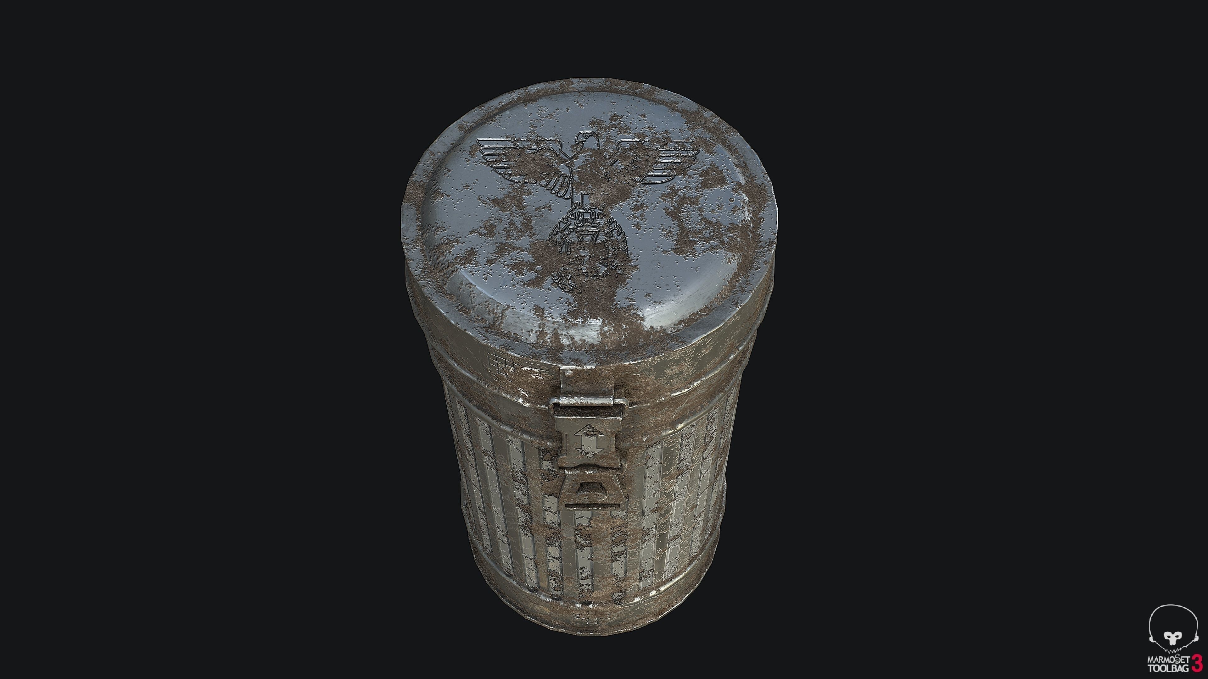 WW2 Gas Mask Container Clean and Dirty PBR Low-poly 3D model_5