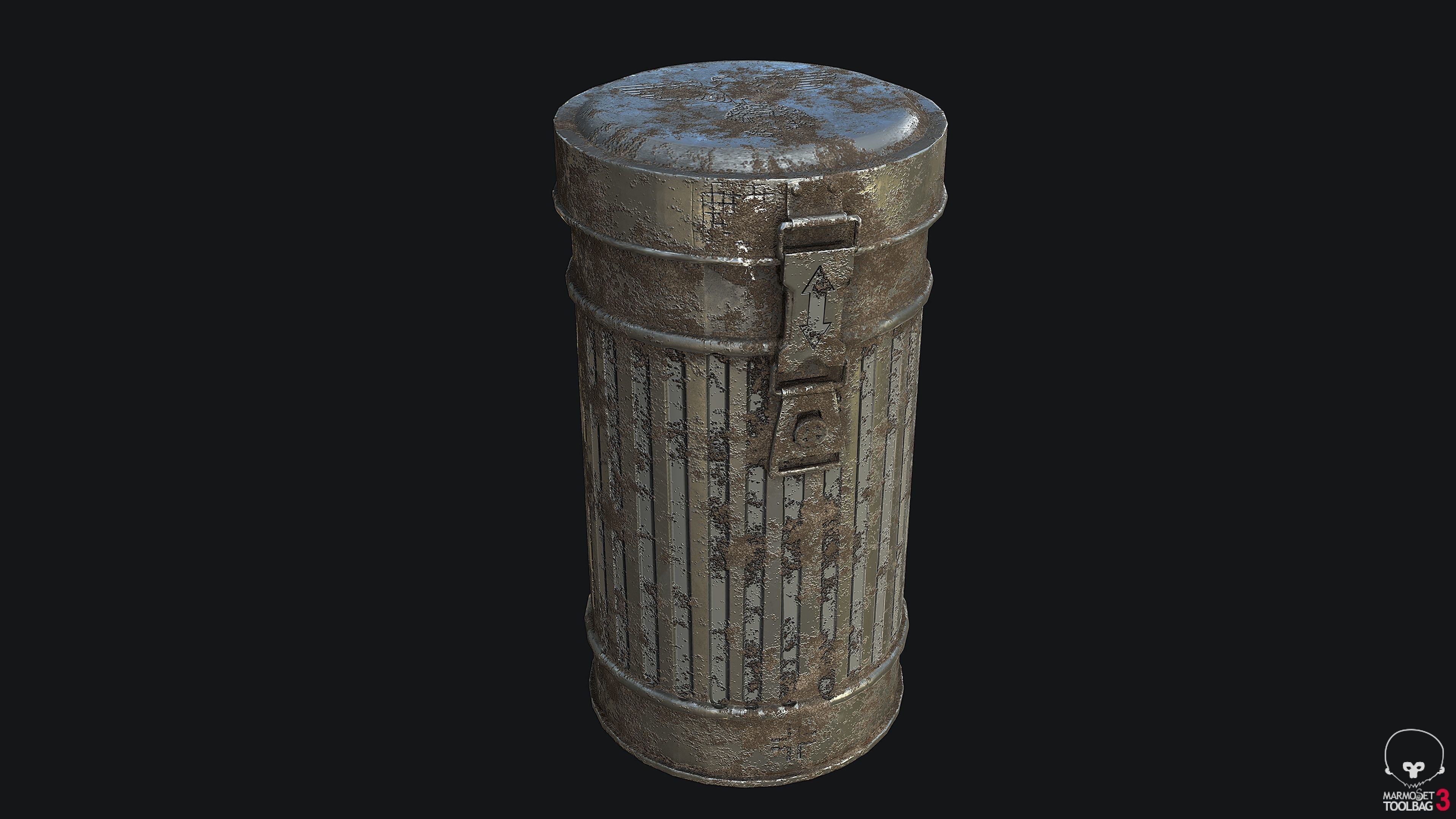 WW2 Gas Mask Container Clean and Dirty PBR Low-poly 3D model_2