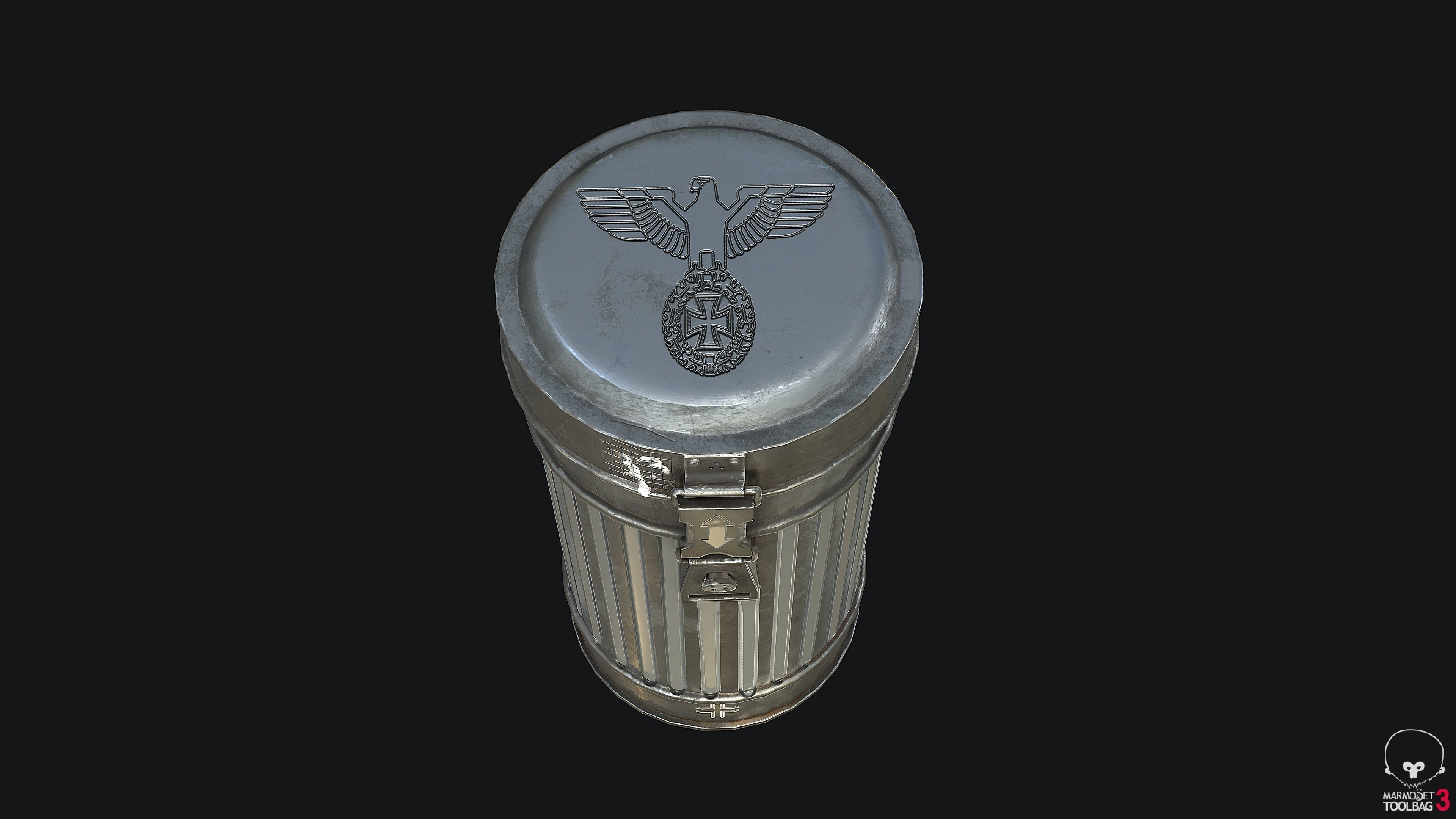 WW2 Gas Mask Container Clean and Dirty PBR Low-poly 3D model_4