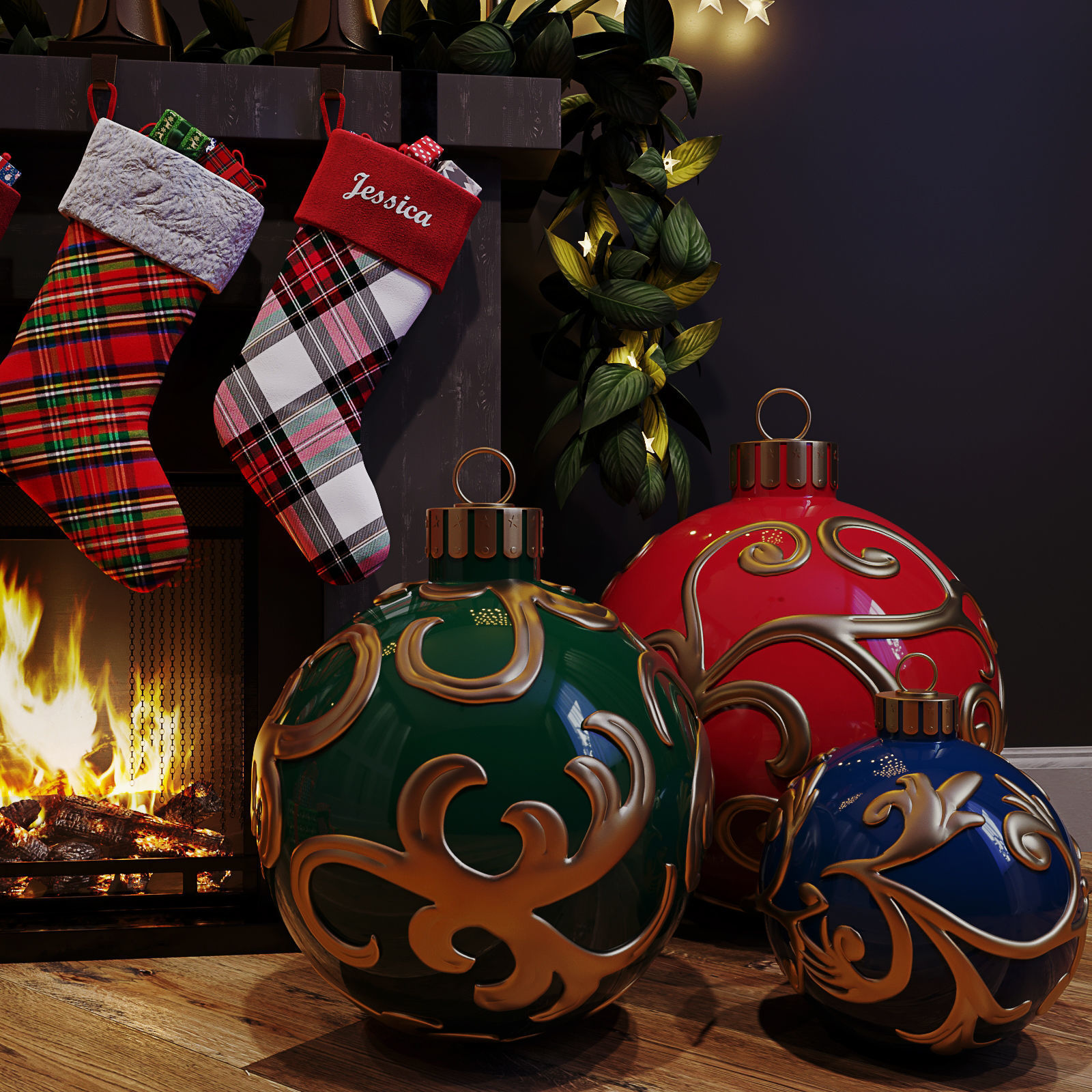 Christmas decor set 02 3D model_9