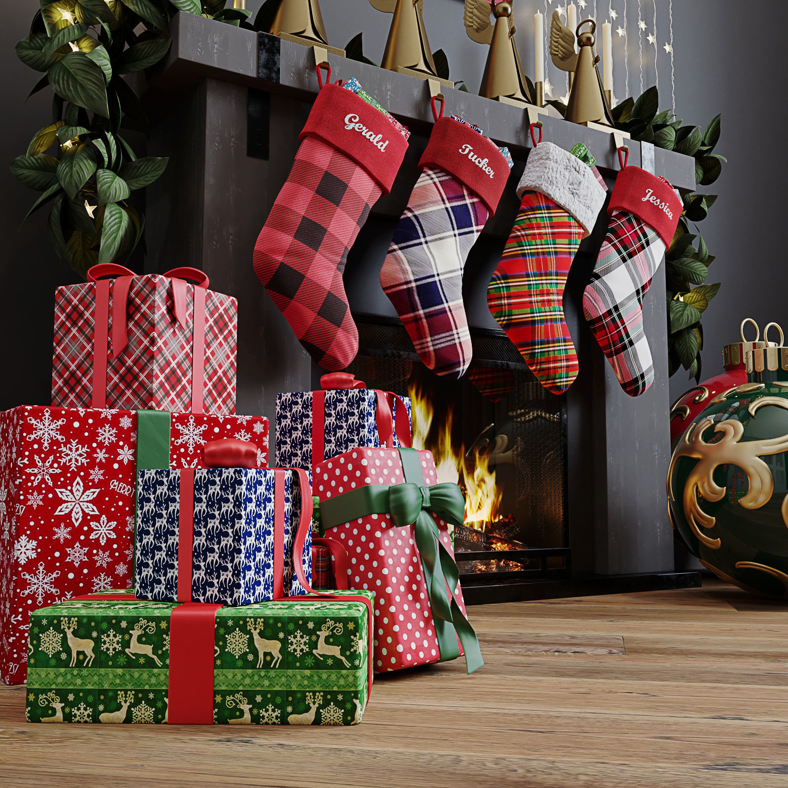 Christmas decor set 02 3D model_2