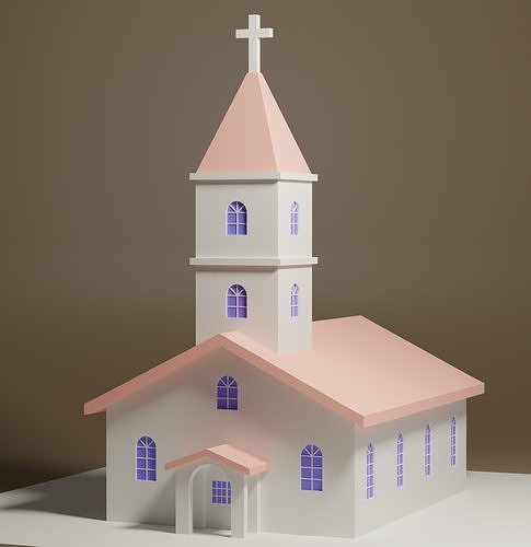 lowpoly Cartoon Church Low-poly 3D model