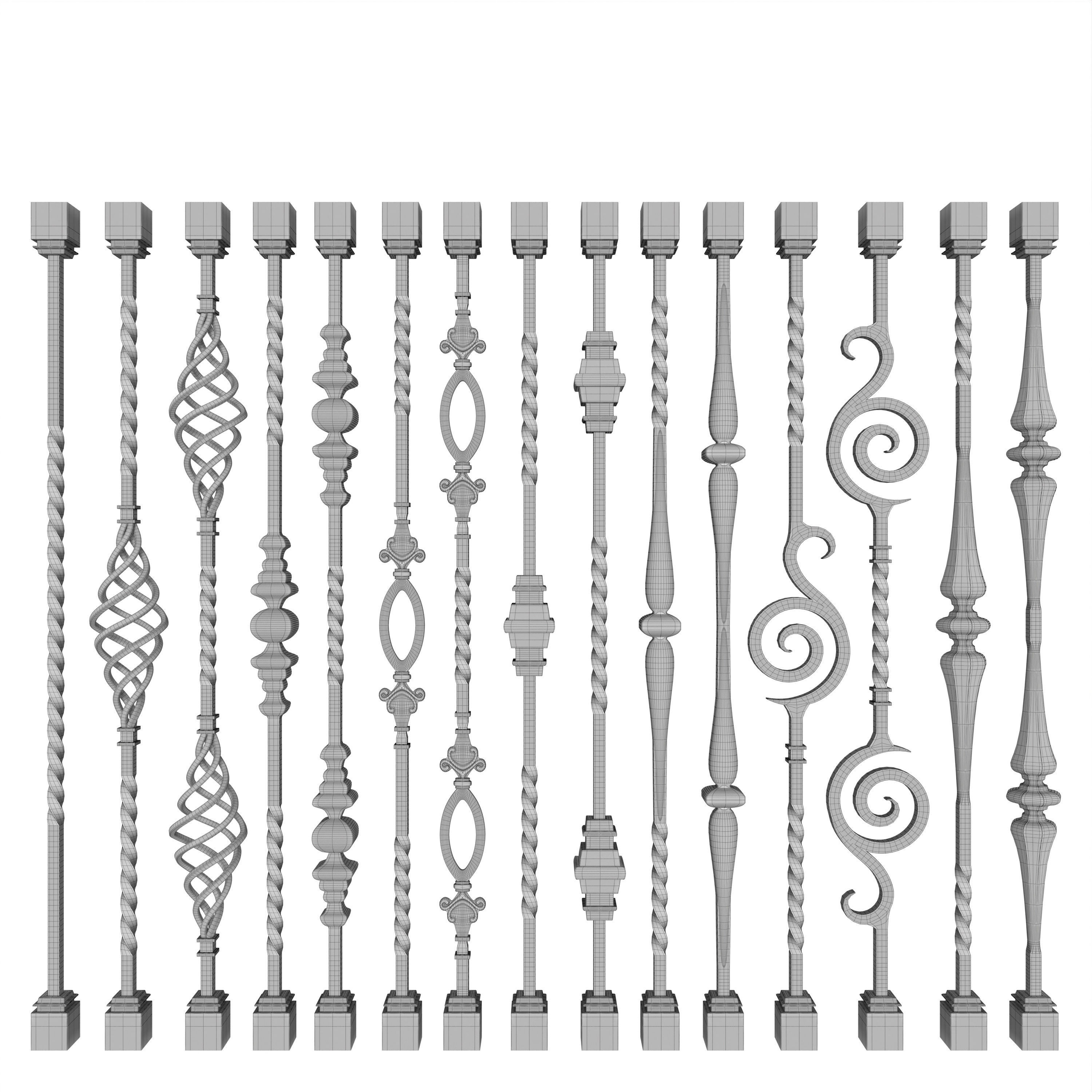 Wrought Iron Bundle No01 Railing 3D model_3