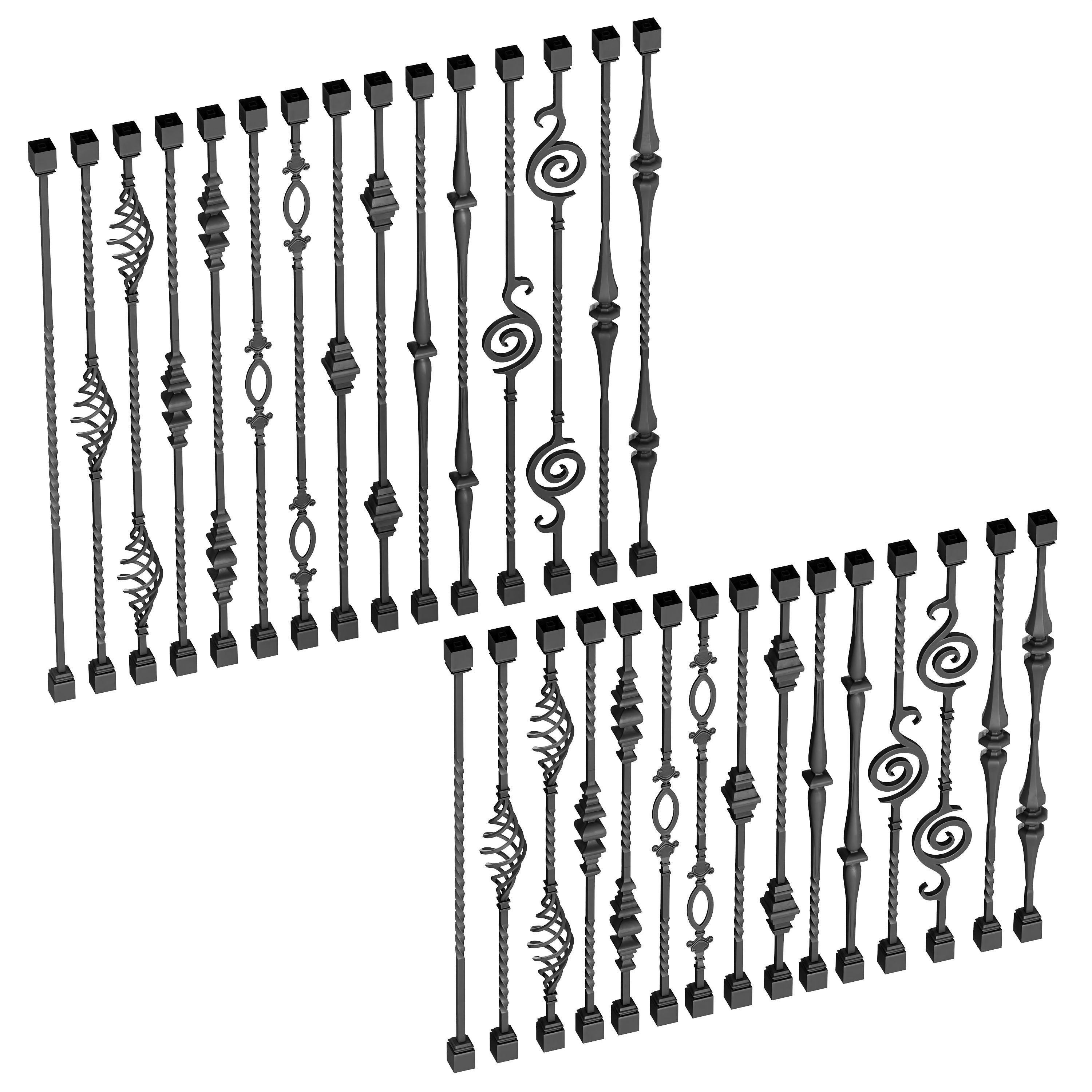 Wrought Iron Bundle No01 Railing 3D model_2