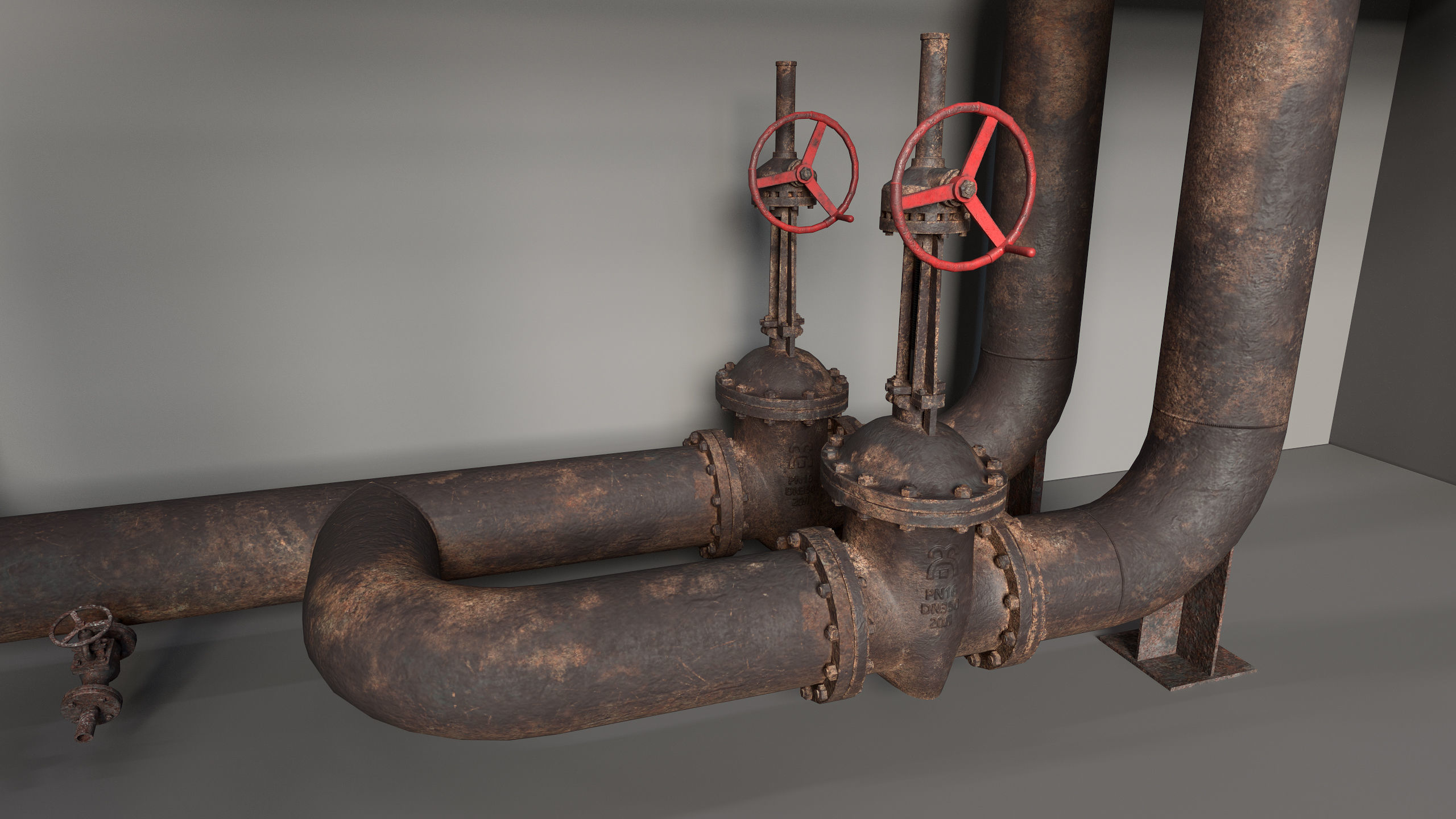 Industrial vapor pipelines Low-poly 3D model_9